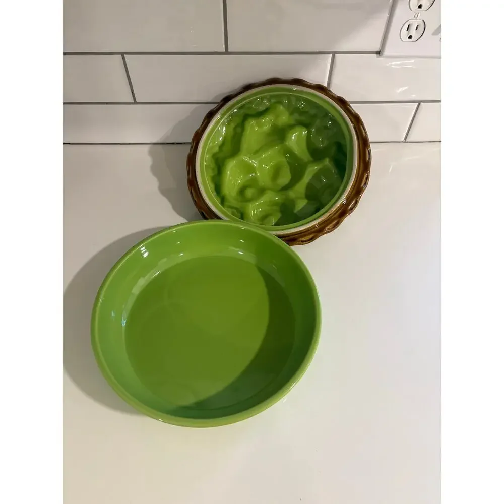 Vintage Ceramic Green Apple Pie Dish